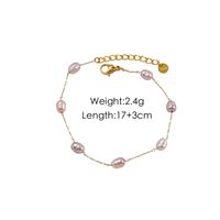 304 Stainless Steel Freshwater Pearl 14K Gold Plated Elegant Simple Style Classic Style Geometric Freshwater Pearl Bracelets Anklet Necklace main image 3