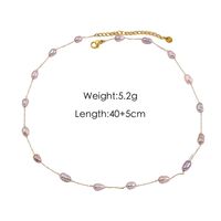 304 Stainless Steel Freshwater Pearl 14K Gold Plated Elegant Simple Style Classic Style Geometric Freshwater Pearl Bracelets Anklet Necklace main image 2