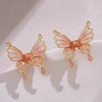 Fairy Style Sweet Butterfly Cloth Women's Ear Studs sku image 2