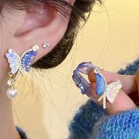 Fairy Style Sweet Butterfly Cloth Women's Ear Studs sku image 9