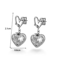 1 Pair Elegant Basic Simple Style Geometric Heart Shape Flower Plating Inlay Stainless Steel Zircon 18k Gold Plated Drop Earrings main image 2