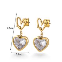 1 Pair Elegant Basic Simple Style Geometric Heart Shape Flower Plating Inlay Stainless Steel Zircon 18k Gold Plated Drop Earrings sku image 5