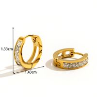 1 Pair Elegant Basic Simple Style Geometric Heart Shape Flower Plating Inlay Stainless Steel Zircon 18k Gold Plated Drop Earrings sku image 1