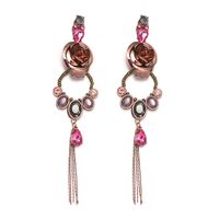 1 Pair Elegant Luxurious Rose Inlay Alloy Rhinestones Gold Plated Drop Earrings main image 2