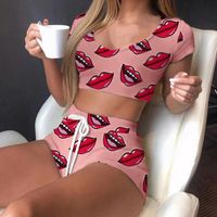 Daily Sleeping Women's Cute Sexy Romantic Floral Cotton Blend Shorts Sets Pajama Sets main image 1
