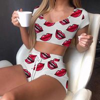 Daily Sleeping Women's Cute Sexy Romantic Floral Cotton Blend Shorts Sets Pajama Sets main image 2