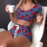 Daily Sleeping Women's Cute Sexy Romantic Floral Cotton Blend Shorts Sets Pajama Sets main image 5
