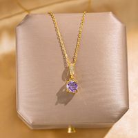 Wholesale Basic Classic Style Geometric 304 Stainless Steel Copper Inlay Zircon Pendant Necklace main image 1
