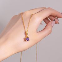 Wholesale Basic Classic Style Geometric 304 Stainless Steel Copper Inlay Zircon Pendant Necklace main image 3