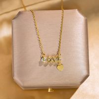Wholesale Basic Modern Style Letter 304 Stainless Steel Copper Inlay Zircon Pendant Necklace main image 1