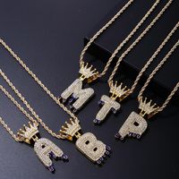 De Gros Hip Hop Style Simple Style Classique Lettre Acier Inoxydable Alliage Placage Incruster Strass Collier Pendentif main image 6