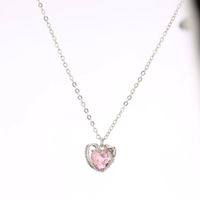Casual Lady Heart Shape Brass Inlay Zircon Earrings Necklace main image 2