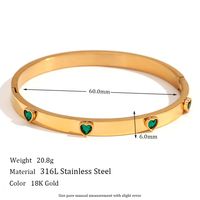 Basic Simple Style Classic Style Heart Shape Stainless Steel Plating Inlay Zircon 18k Gold Plated Bangle main image 5