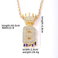 Wholesale Hip-hop Simple Style Classic Style Letter Stainless Steel Alloy Plating Inlay Rhinestones Necklace Pendant sku image 2