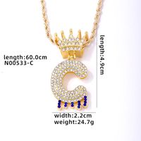 Wholesale Hip-hop Simple Style Classic Style Letter Stainless Steel Alloy Plating Inlay Rhinestones Necklace Pendant sku image 3