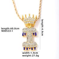 Wholesale Hip-hop Simple Style Classic Style Letter Stainless Steel Alloy Plating Inlay Rhinestones Necklace Pendant sku image 9