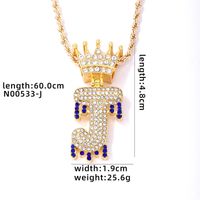 Wholesale Hip-hop Simple Style Classic Style Letter Stainless Steel Alloy Plating Inlay Rhinestones Necklace Pendant sku image 10