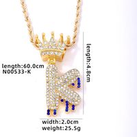 Wholesale Hip-hop Simple Style Classic Style Letter Stainless Steel Alloy Plating Inlay Rhinestones Necklace Pendant sku image 11