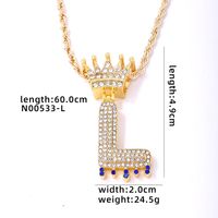 Wholesale Hip-hop Simple Style Classic Style Letter Stainless Steel Alloy Plating Inlay Rhinestones Necklace Pendant sku image 12