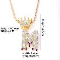 Wholesale Hip-hop Simple Style Classic Style Letter Stainless Steel Alloy Plating Inlay Rhinestones Necklace Pendant sku image 13