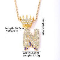 Wholesale Hip-hop Simple Style Classic Style Letter Stainless Steel Alloy Plating Inlay Rhinestones Necklace Pendant sku image 14