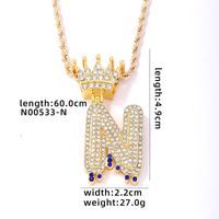 De Gros Hip Hop Style Simple Style Classique Lettre Acier Inoxydable Alliage Placage Incruster Strass Collier Pendentif sku image 14