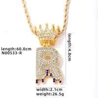 Wholesale Hip-hop Simple Style Classic Style Letter Stainless Steel Alloy Plating Inlay Rhinestones Necklace Pendant sku image 18