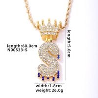 Wholesale Hip-hop Simple Style Classic Style Letter Stainless Steel Alloy Plating Inlay Rhinestones Necklace Pendant sku image 19