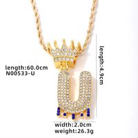 Wholesale Hip-hop Simple Style Classic Style Letter Stainless Steel Alloy Plating Inlay Rhinestones Necklace Pendant sku image 21