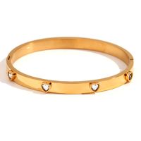 Basic Simple Style Classic Style Heart Shape Stainless Steel Plating Inlay Zircon 18k Gold Plated Bangle sku image 2