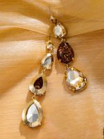 1 Pair Elegant Luxurious Water Droplets Inlay Alloy Rhinestones Gold Plated Drop Earrings main image 2