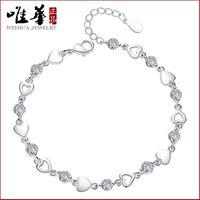 Hand Jewelry Heart-shaped Ladies Zircon Crystal Copper Bracelet Wholesale sku image 1