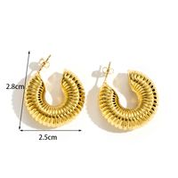 1 Pair Retro Simple Style C Shape Plating Stainless Steel 18k Gold Plated Earrings main image 5