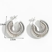 1 Pair Retro Simple Style C Shape Plating Stainless Steel 18k Gold Plated Earrings main image 2