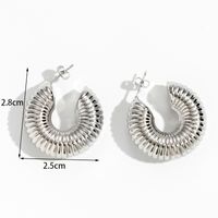 1 Paire Rétro Style Simple Forme C Placage Acier Inoxydable Plaqué Or 18k Des Boucles D'oreilles sku image 2