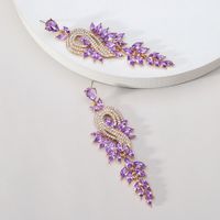 1 Pair Exaggerated Shiny Leaf Plating Inlay Zinc Alloy Artificial Crystal Artificial Rhinestones Drop Earrings sku image 9