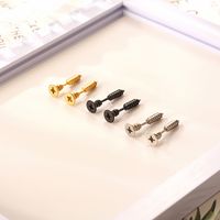 1 Pair Modern Style Cool Style Solid Color Plating 304 Stainless Steel 18K Gold Plated Ear Studs main image 1