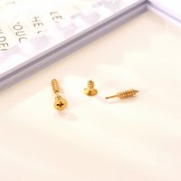 1 Pair Modern Style Cool Style Solid Color Plating 304 Stainless Steel 18K Gold Plated Ear Studs main image 4