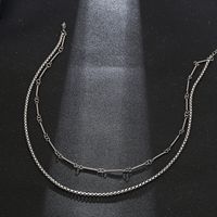 Basic Classic Style Solid Color 304 Stainless Steel 18K Gold Plated Unisex Double Layer Necklaces main image 1