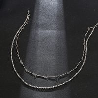 Basic Classic Style Solid Color 304 Stainless Steel 18K Gold Plated Unisex Double Layer Necklaces main image 2