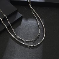 Basic Classic Style Solid Color 304 Stainless Steel 18K Gold Plated Unisex Double Layer Necklaces main image 4