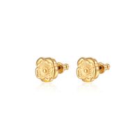 1 Paire Hip Hop Fleur Placage Acier Inoxydable 304 Plaqué Or 18K Boucles D'Oreilles main image 3