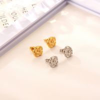 1 Pair Hip-Hop Flower Plating 304 Stainless Steel 18K Gold Plated Ear Studs main image 1