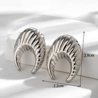 1 Pair Retro Simple Style C Shape Horns Plating Stainless Steel 18k Gold Plated Ear Studs main image 2