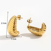 1 Pair Retro Simple Style C Shape Horns Plating Stainless Steel 18k Gold Plated Ear Studs main image 5