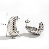 1 Pair Retro Simple Style C Shape Horns Plating Stainless Steel 18k Gold Plated Ear Studs main image 4