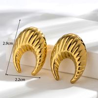 1 Pair Retro Simple Style C Shape Horns Plating Stainless Steel 18k Gold Plated Ear Studs main image 3