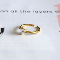 Glam Lady Heart Shape Stainless Steel Plating Inlay Zircon 18k Gold Plated Open Rings main image 5