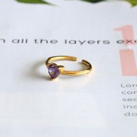 Glam Lady Heart Shape Stainless Steel Plating Inlay Zircon 18k Gold Plated Open Rings main image 3
