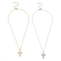 Copper Luxurious Plating Inlay Cross Zircon Pendant Necklace main image 3